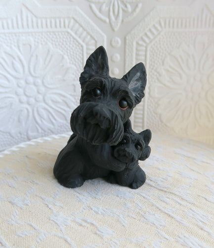 Scottish Terrier adult and pup HUGS hand sculpted Collectible