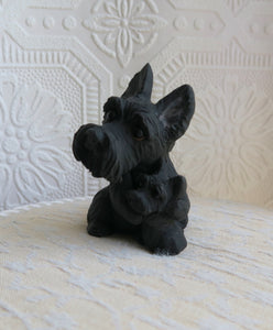 Scottish Terrier adult and pup HUGS hand sculpted Collectible