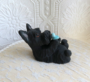 Scottish Terrier with Bird friend hand sculpted Collectible