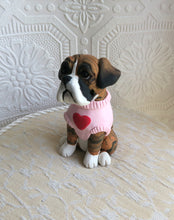 Load image into Gallery viewer, Boxer in Heart sweater Hand sculpted Collectible