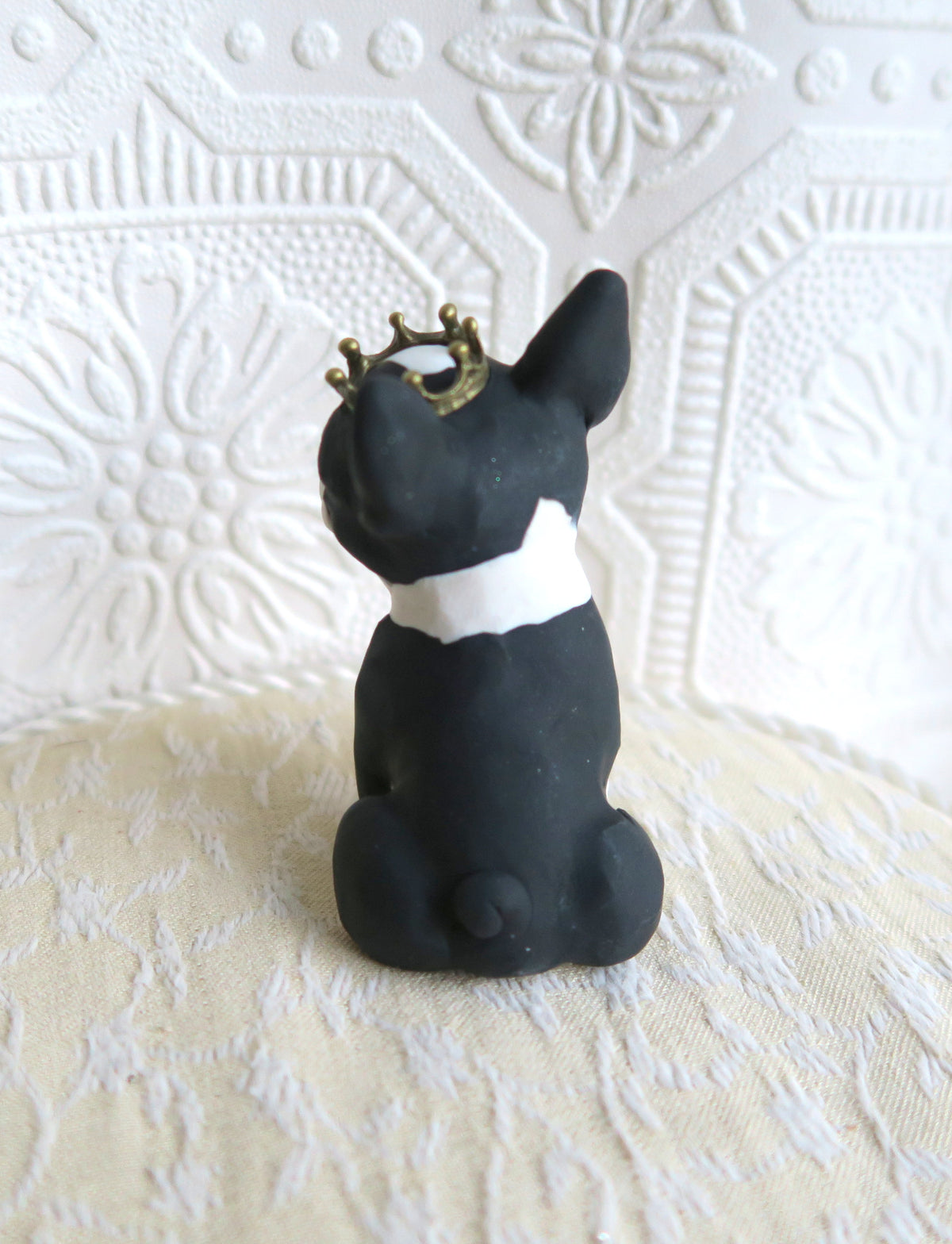 A Royal Boston Terrier Hand sculpted Clay Collectible