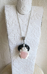 Japanese Chin Love & Energy Heart Stone pendant necklace