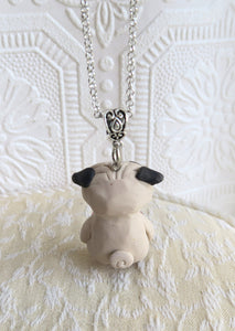Fawn Pug Love & Healing Rose Quartz pendant necklace