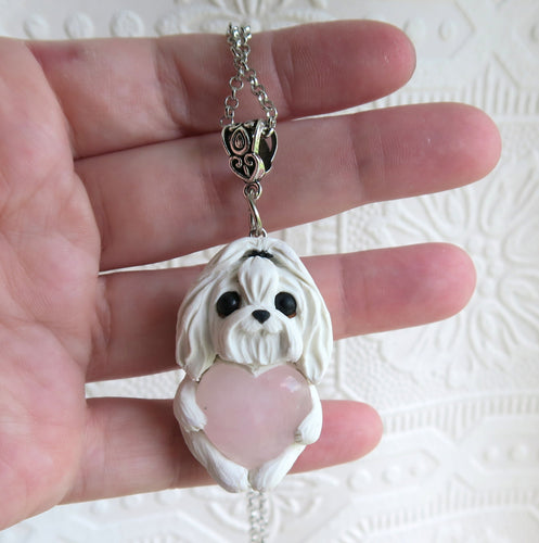 Maltese Love & Healing Heart Stone pendant necklace