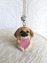 Load image into Gallery viewer, Pekingese Love &amp; Healing Heart Stone pendant necklace