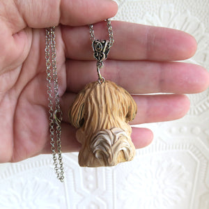 Pekingese Love & Healing Heart Stone pendant necklace