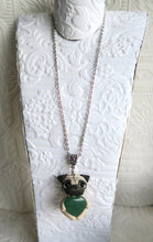 Load image into Gallery viewer, Fawn Pug Love &amp; Energy Green Aventurine Heart pendant necklace