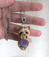 Load image into Gallery viewer, Yorkshire Terrier Love &amp; Energy Purple Amythest pendant necklace