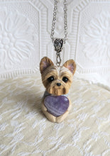 Load image into Gallery viewer, Yorkshire Terrier Love &amp; Energy Purple Amythest pendant necklace