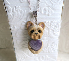 Load image into Gallery viewer, Yorkshire Terrier Love &amp; Energy Purple Amythest pendant necklace