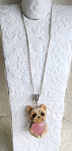 Yorkshire Terrier Love & Energy Rose Quartz pendant necklace