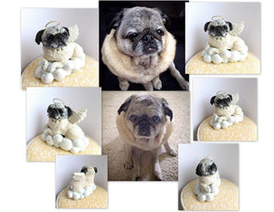 Dog Memorial, YOUR Pet Angel with Wings and Halo on cloud Keepsake portrait CUSTOM sculpture - Furever Clay