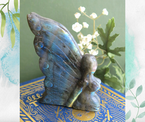 Labradorite Fairy Carving with rainbow flash Crystal Lovers Collectible Decor